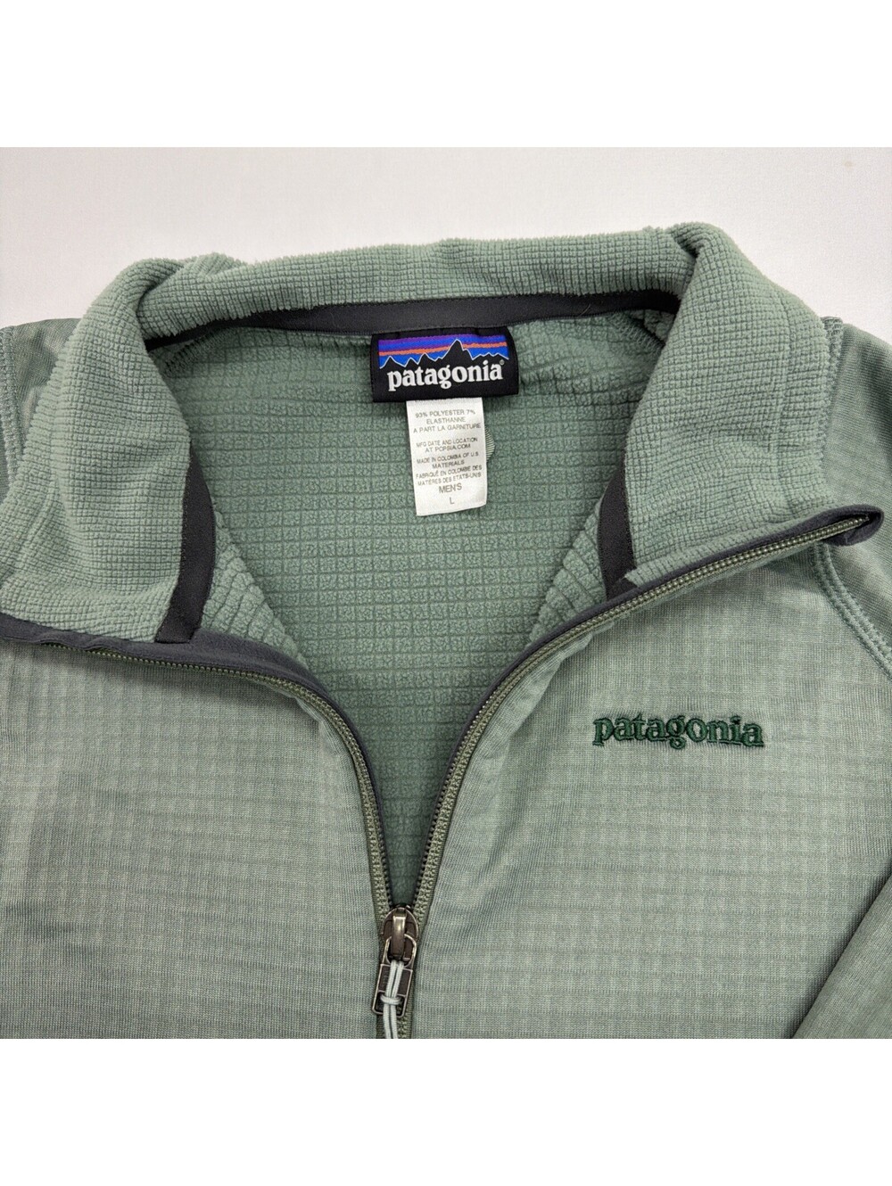 Patagonia R1 Regulator Full Zip Jacket Mens Large Green Waffle Grid Polartec - Picture 3 of 8
